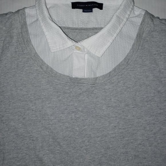 TOMMY HILFIGER WOMEN'S COTTON BLEND LAYERED LOOK SHIRT - Picture 5 of 11